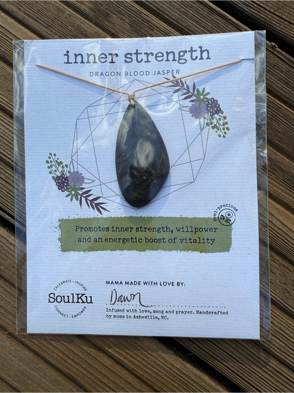 SoulKu Dragon Blood Jasper Teardrop Necklace